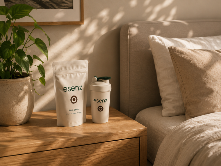 Kern Esenz mit Shaker am Bett